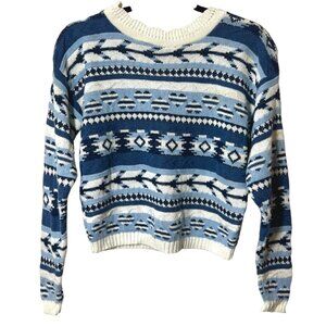 Vintage‎ Granola Girl Jeans Wear 90s Blue Toned Sweater